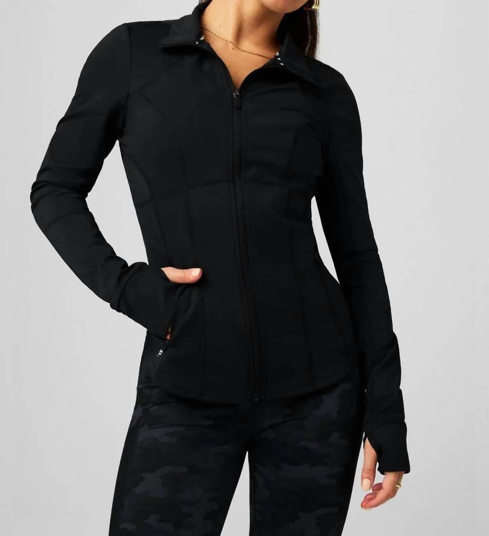 NEW FABLETICS perfect storm train jacket in black
